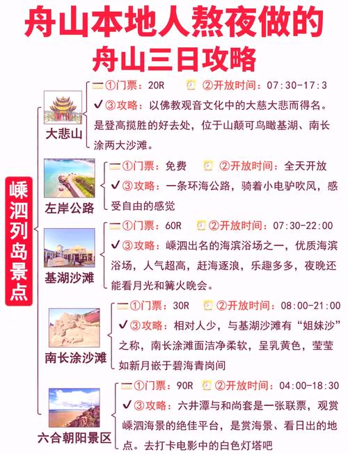 7月底8月初全家准备去舟山旅游,3天,怎么样安排?